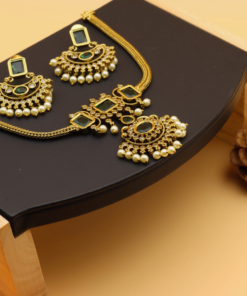 Gold Lookalike Emerald Naan Patti Necklace