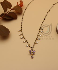 Black Beads Droplet Necklace