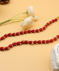 Red Floral Beaded Necklace