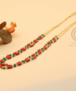 Dual layer Coral Green Beads Chain