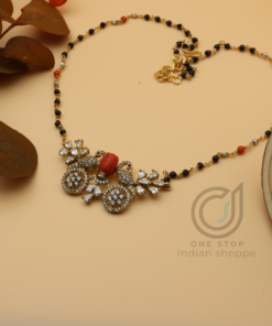 Peacock Design Black Beads