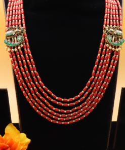 Multi Strand Coral Elephant Long Chain set