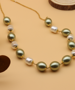 Green White Pearl Necklace