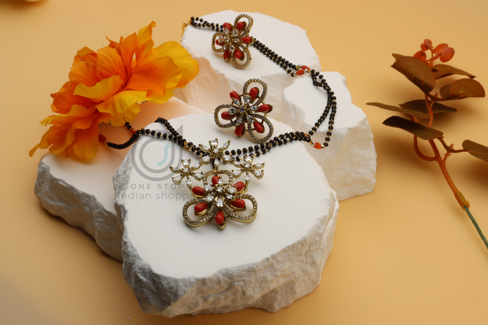 Unique Style Coral Black Bead Set - Image 6