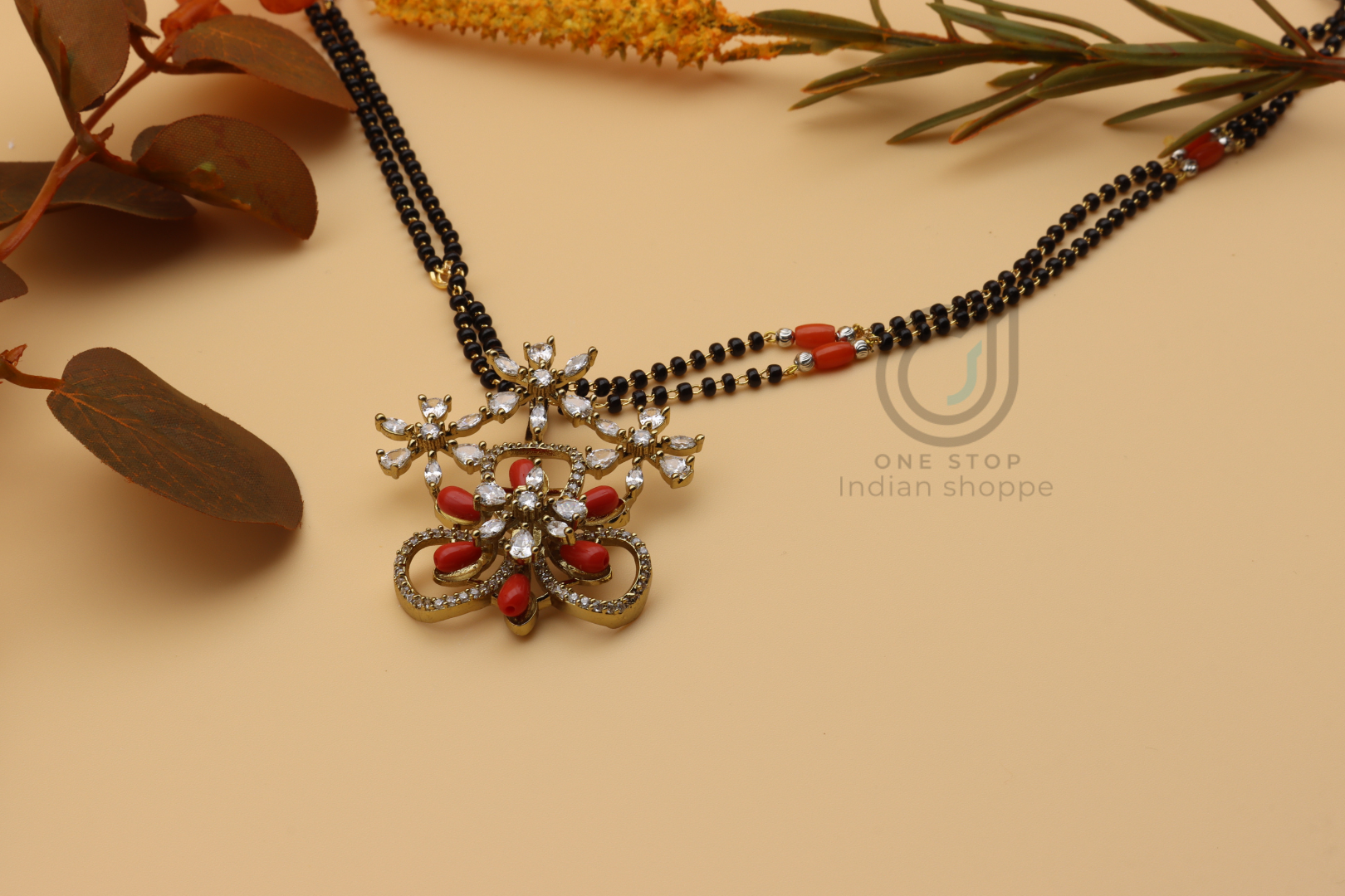 Unique Style Coral Black Bead Set - Image 4